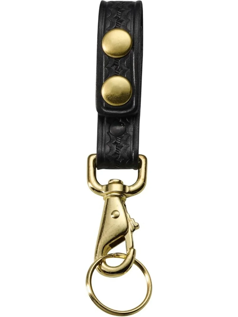 Leather Key Strap Belt Keeper - Duty Belt Key Ring Holder, Double Clip Design